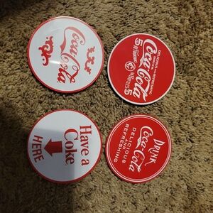 Coca-Cola Red and White Coaster Set Of 4